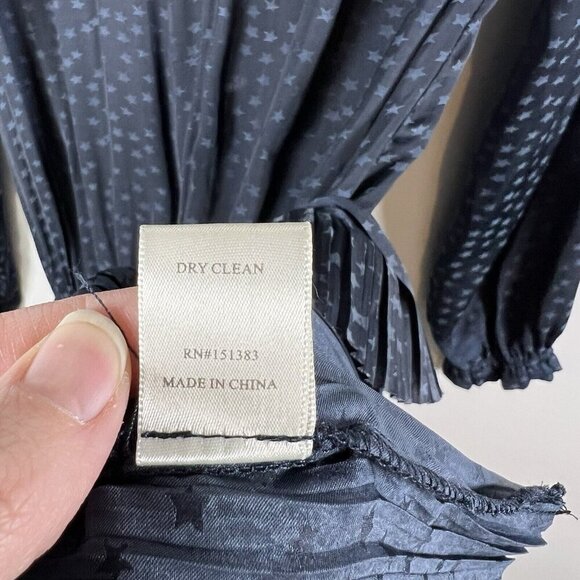 Current Air Anthropologie Blue Star Print Micro Pleat Tiered Dress Size Small - Picture 8 of 10